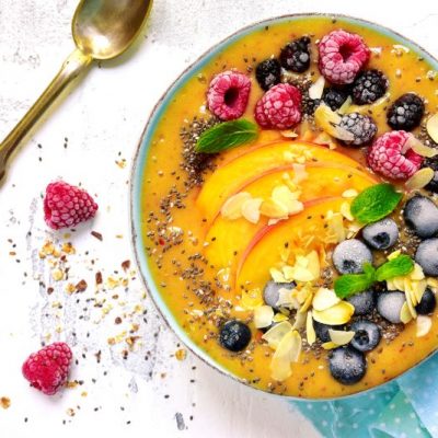 Peach Smoothie Bowl with Berry Topping | Vitacost.com/blog