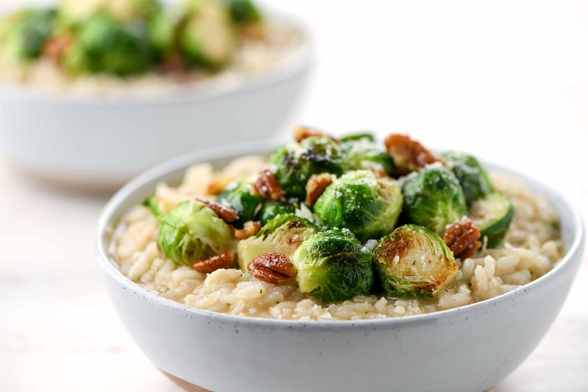 Bowl with Brussels Sprouts and Brown Butter Risotto