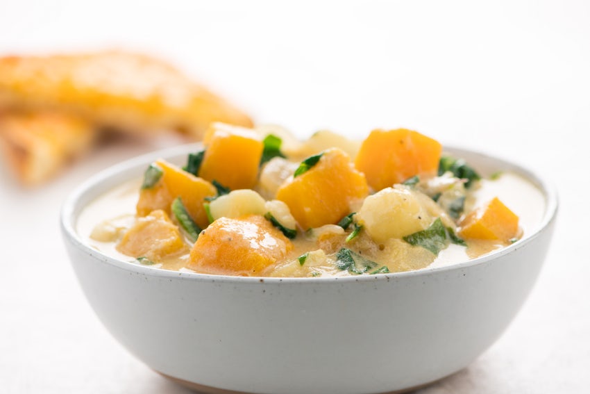 Homemade Butternut Squash Chowder in Bowl