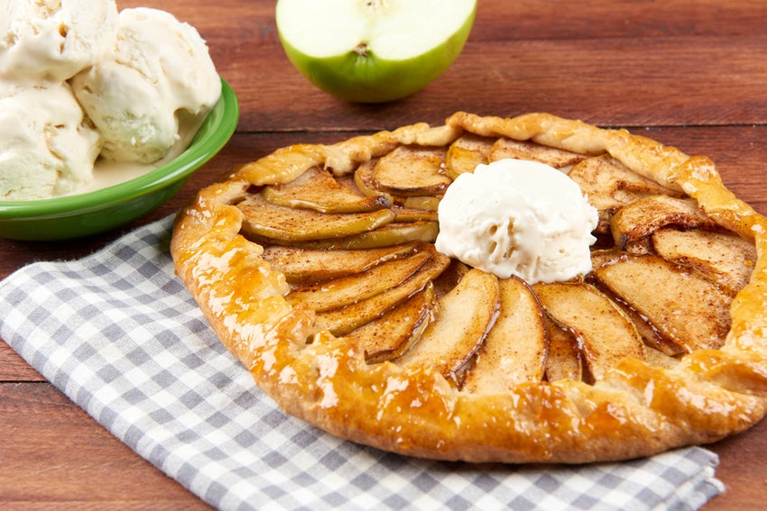 Cinnamon-Apple Galette with Scoop of Vanilla Ice Cream in the Middle