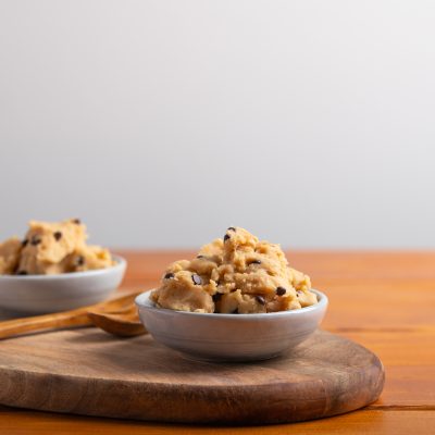 Two Small Bowls of Cookie Dough Dip on Wooden Board | Vitacost Blog