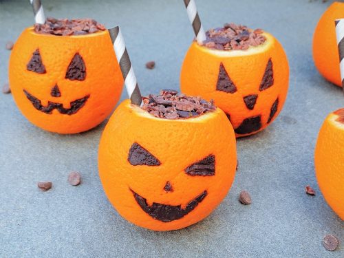 Chocolate-Orange Pudding Jack-o'-Lantern Cups Chocolate-Orange Pudding Jack-o'-Lantern Cups