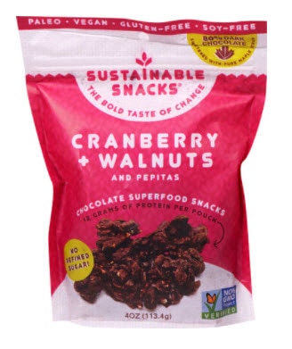 Sustainable Snacks Chocolate Superfood Snacks Cranberry Walnuts and Pepitas | Vitacost.com/blog