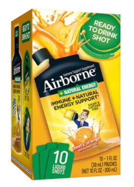 Airborne Plus Natural Energy Liquid Shot Zesty Orange Airborne Plus Natural Energy Liquid Shot Zesty Orange | Vitacost.com/blog