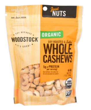 Woodstock Organic Dry Roasted and Salted Whole Cashews | Vitacost.com/blog