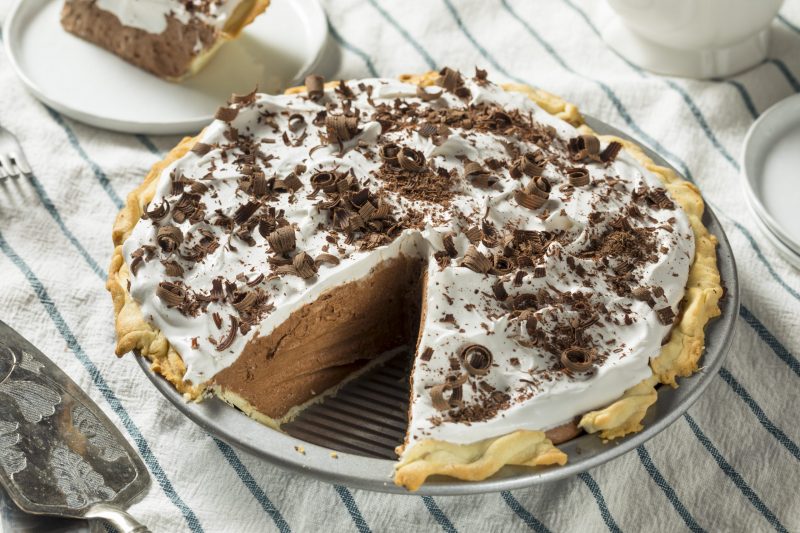 Whipped Cream-Topped Chocolate Silk Pie in Pan With Slice Cut Out | Vitacost Blog