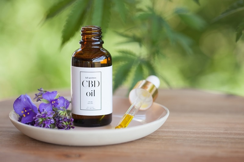 CBD Beauty Product Bottle and Dropper on Small Plate | Vitacost.com/Blog