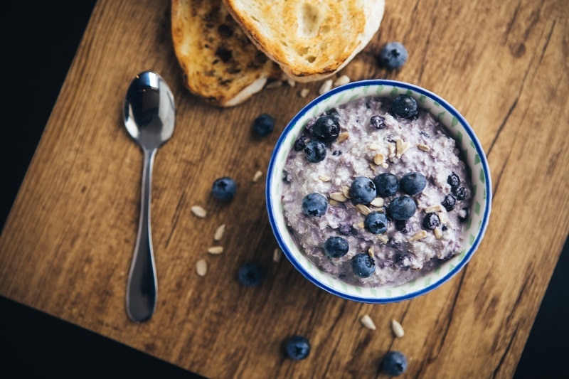 Health Breakfast of Whole Grain Blueberry Oats & Sourdough Bread | Vitacost.com/Blog