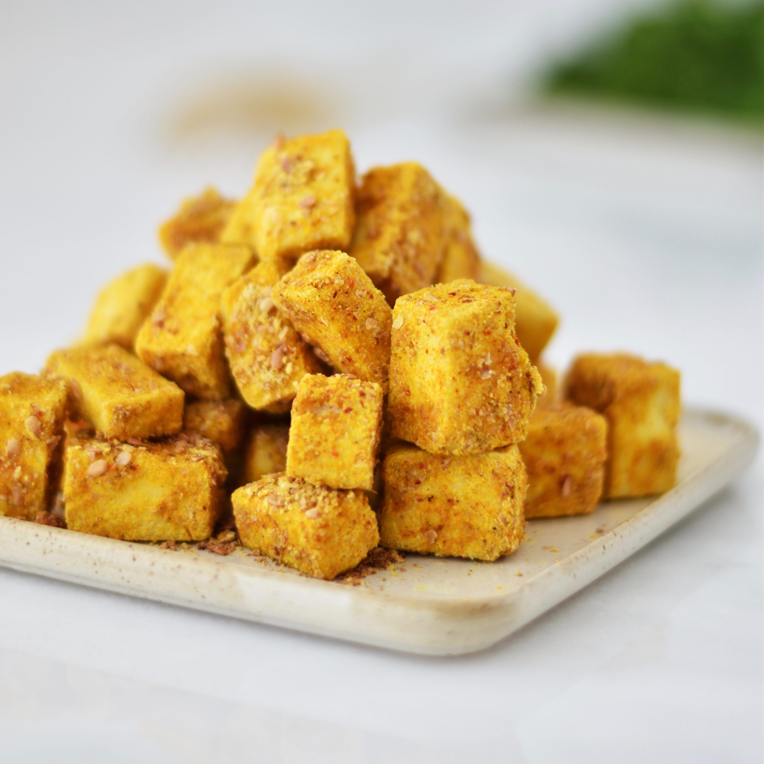 Baked Curry Tofu Closeup