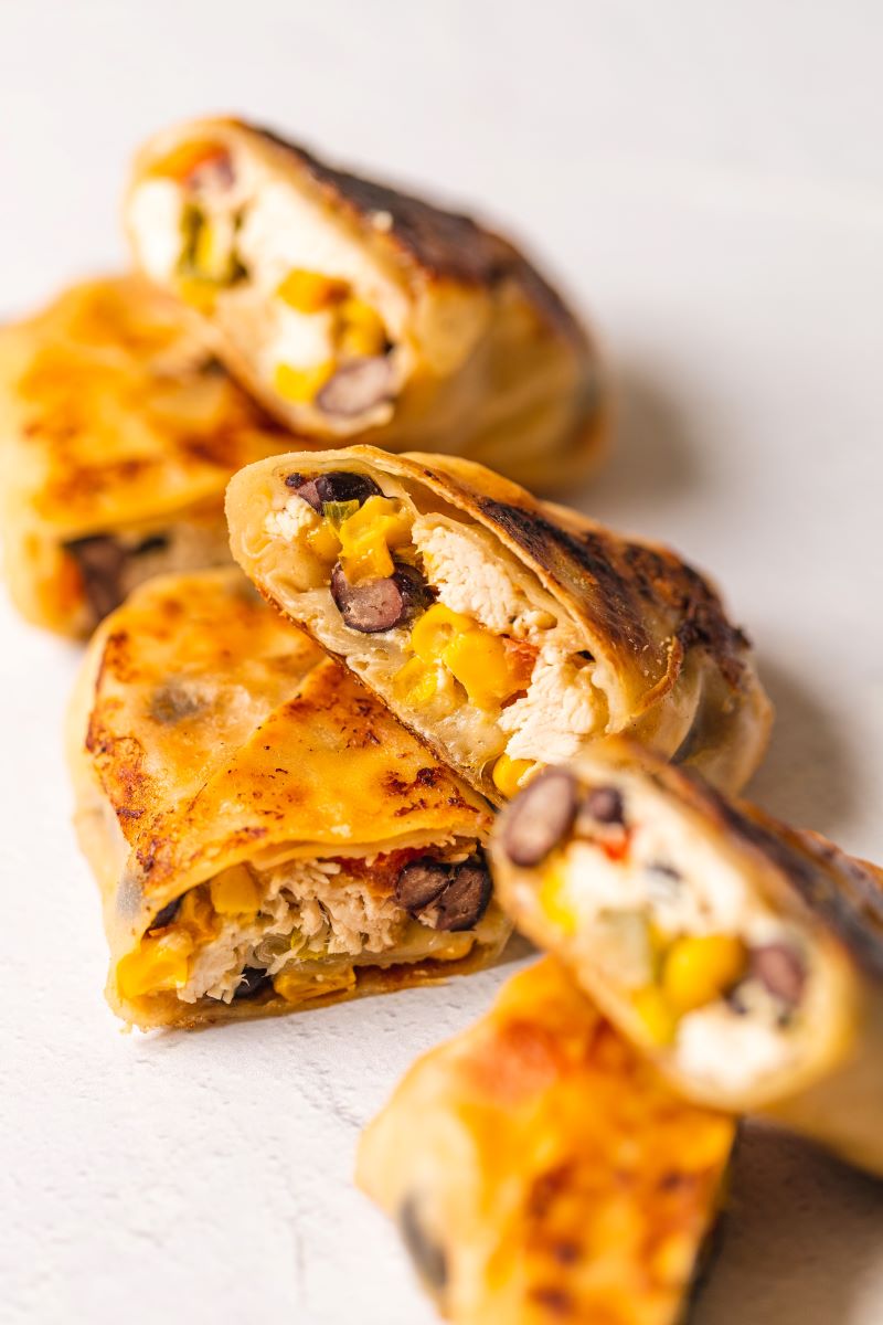 Close-up of Southwest Baked Egg Rolls Cut to Show Inside Goodness | Vitacost.com/blog