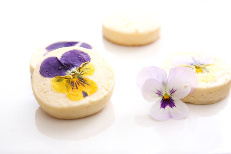 Edible Flower Vegan Almond Cookies on White background | Vitacost.com/blog