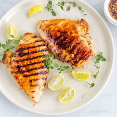 Marinated Grilled Chicken on White Plate | Vitacost.com/blog