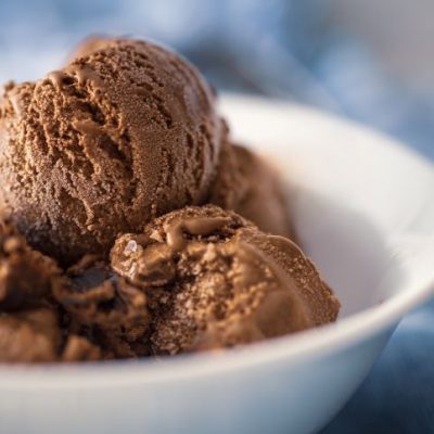 Chocolate Homemade Keto Ice cream in White Bowl | Vitacost.com/blog