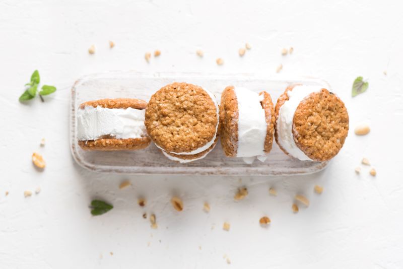 Snickerdoodle Cookie Ice Cream Sandwich on Long White Dish | Vitacost.com/blog