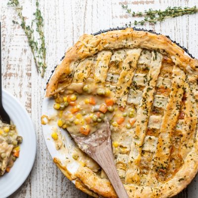 Homemade Plant-Based Pot Pie with Lattice Pie Crust in Pie Pan | Vitacost.com/Blog