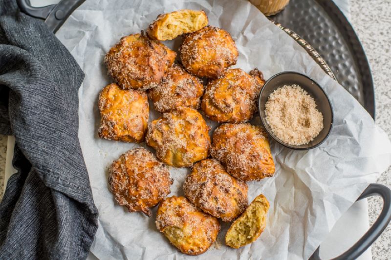 Air Fryer Apple Fritters in Basket on Table | Vitacost.com/blog