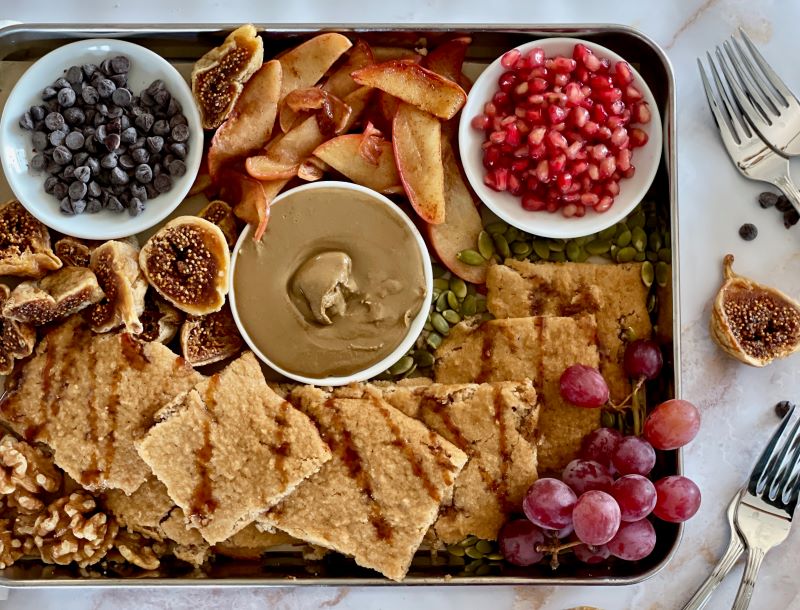 Baked Sheet Pan Pancakes in Pan Spread with Toppings | Vitacost.com/blog