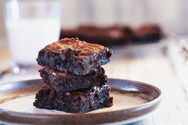 Homemade Chocolate Chai Brownie Thins Stacked on Plate | Vitacost.com/Blog