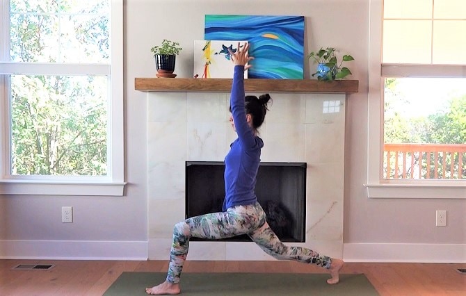 Woman Practicing Crescent Lunge During Morning Yoga Sequence for Beginners | Vitacost.com/Blog