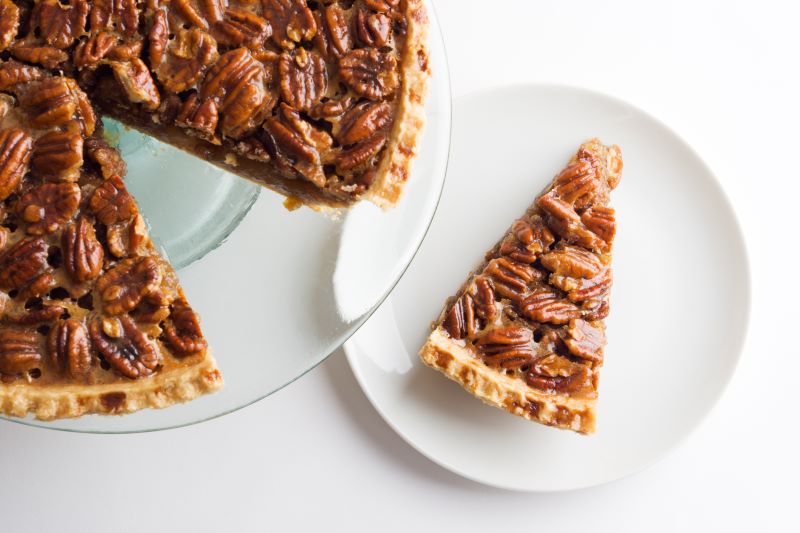 Vegan Pecan Pie Sliced on White Plate | Vitacost.com/blog