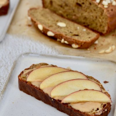 Peanut Butter Bread Sliced with Apples on Top | Vitacost.com/blog