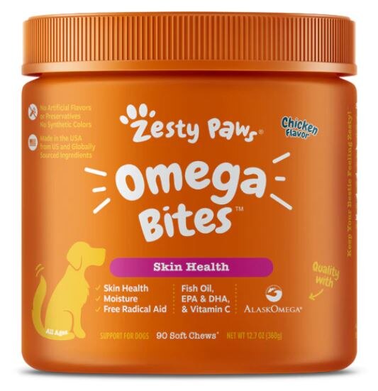 Zesty Paws Omega-3 Soft Chews Fish Oil With EPA and DHA Plus Vitamin C for Dogs - Chicken | Vitacost.com/Blog