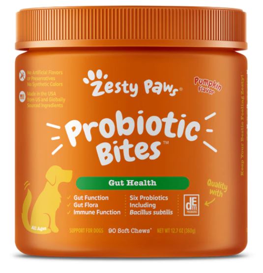Zesty Paws Probiotic Bites Gut Health Soft Chews for Dogs - Pumpkin | Vitacost.com/Blog