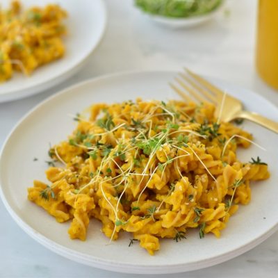 Gluten-Free Rotini Pasta with Homemade Creamy Turmeric Carrot Pasta Sauce | Vitacost.com/Blog