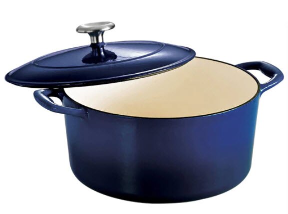 Tramontina 5.5 Qt Covered Round Dutch Oven Cast Iron Stainless Steel Knob Dark Blue | Vitacost.com/blog