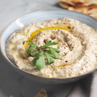 White Bean Dip Recipe in Light Blue Stoneware Bowl | Vitacost.com/blog