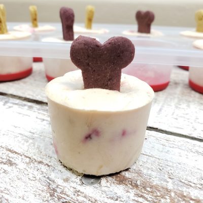 Peanut Butter & Strawberry Yogurt Dog Popsicles