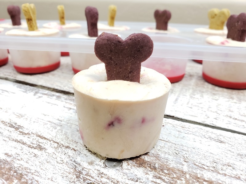 Peanut Butter & Strawberry Dog Popsicles