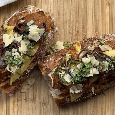 Homemade Vegan Meatball Sub on Cutting Board