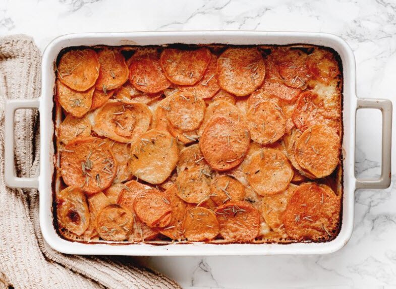 Scalloped Sweet Potatoes With Rosemary