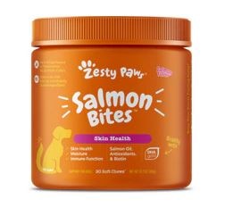 Zesty Paws Salmon Bites Dog Chews With Wild Alaskan Omega-3 Fish Oil