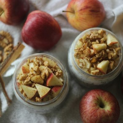Homemade Apple Strudel Overnight Oats in Glass Jars