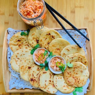 A Platter of Cheese Pupusas Includes Homemade Curtido Slaw.