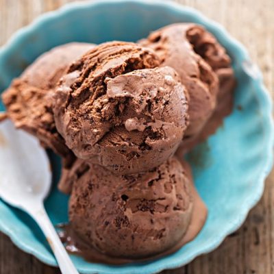 Mexican Hot Chocolate Ice Cream in Blue Bowl