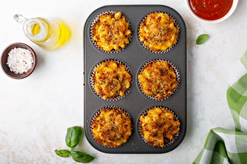Vegan Mac and Cheese Cups in Muffin Pan