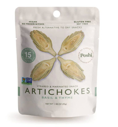 Poshi Steamed & Marinated Artichokes Snack Basil & Thyme