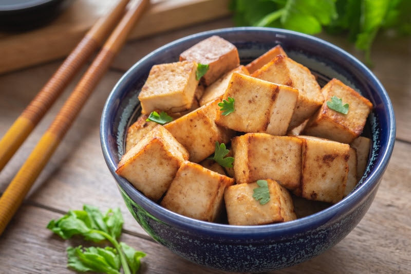 Bowl of Tofu Cubes to Represent Concept Is Soy Good for Your Heart and Soy Benefits