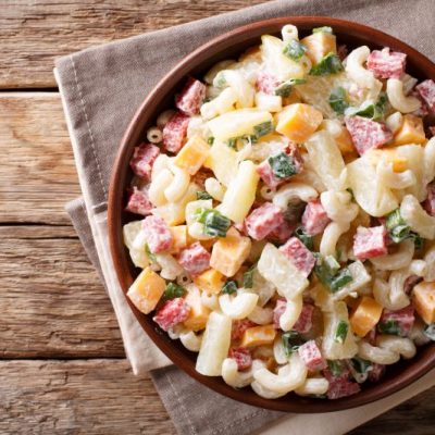 Hawaiian Macaroni Salad with Ham & Pineapple