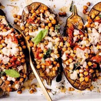 Chickpea-Stuffed Baked Eggplant Recipe