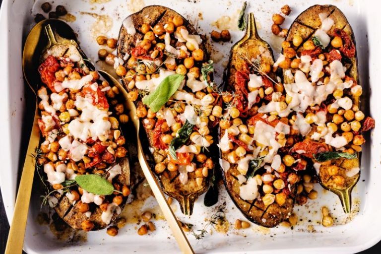 ChickpeaStuffed Baked Eggplant Recipe Vitacost Blog