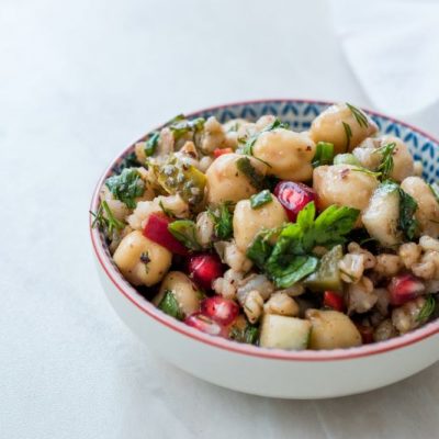 Pomegranate Salad with Chickpeas & Barley