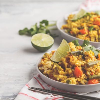 Curry Rice with Vegetables in Bowl
