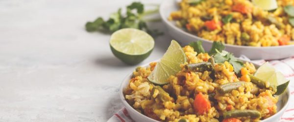 Curry Rice with Vegetables in Bowl