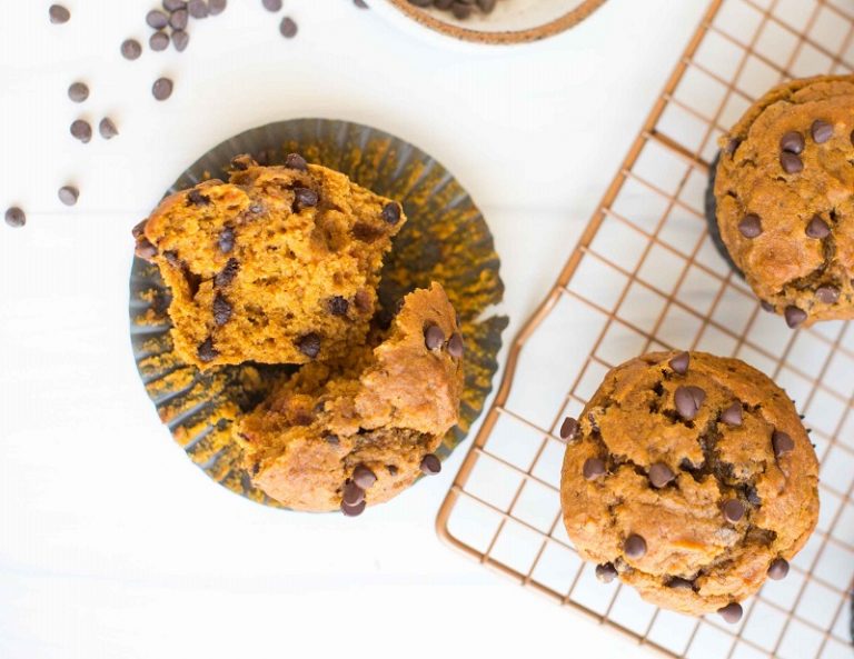 Vegan Pumpkin Muffins With Chocolate Chips