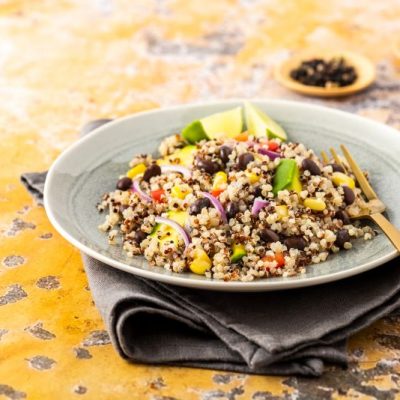 Quinoa Black Bean Salad with Crispy Corn
