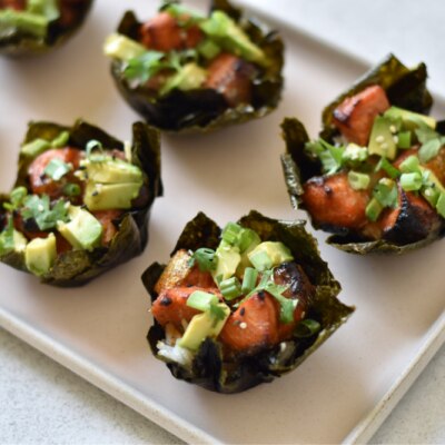 Hot Honey Salmon Sushi Cups